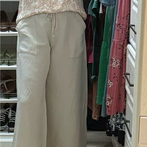 LOFT Beige Wide-Leg Pants